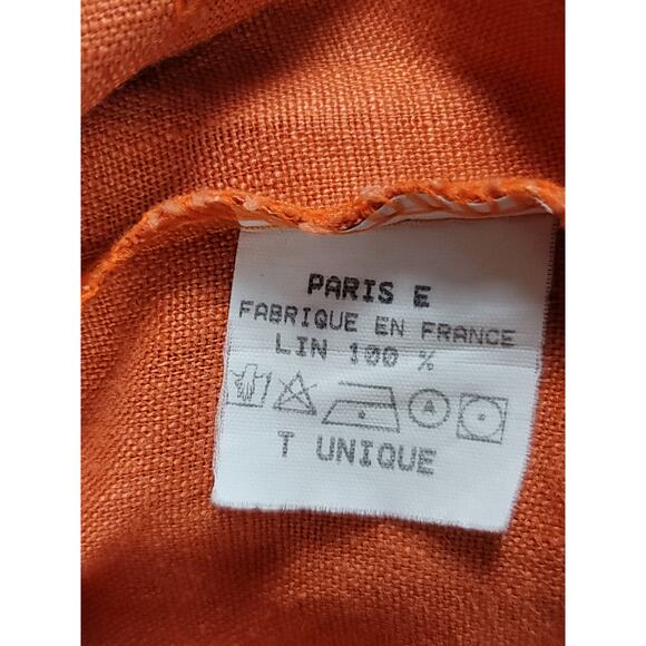 KY Creation Linen T Unique Orange Button Down Shirt Long Sleeve - Picture 4 of 12